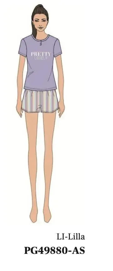 Pigiama donna Nottingham corto in cotone PG49881