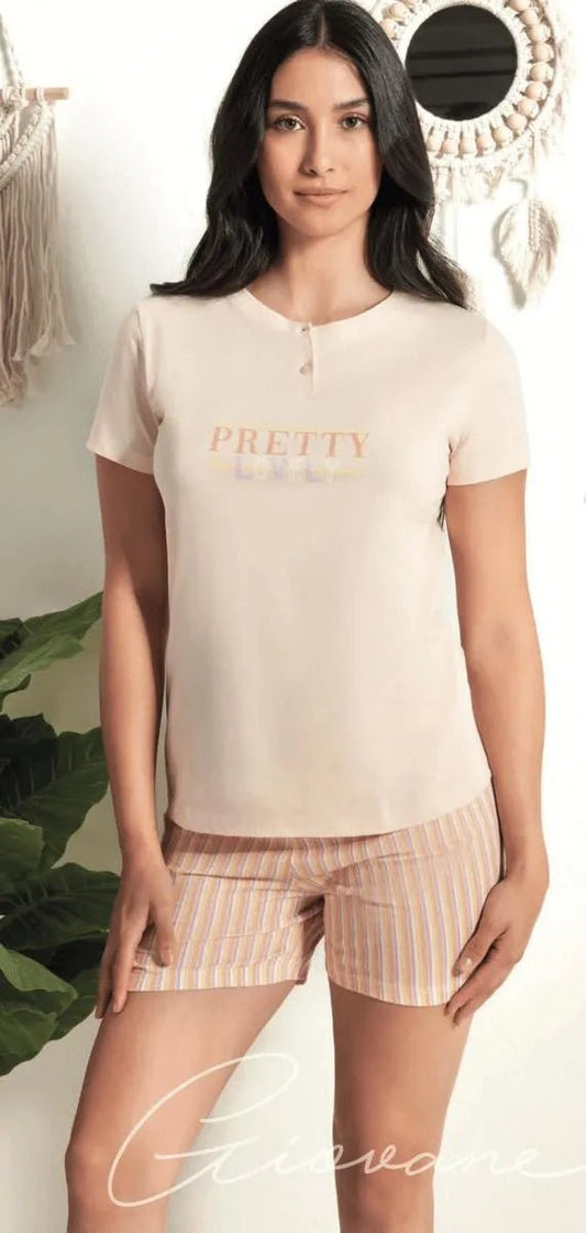 Pigiama donna Nottingham corto in cotone PG49881