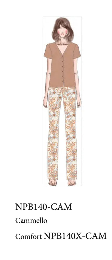 Pigiama donna Nottingham mezza manica aperto cotone NPB140