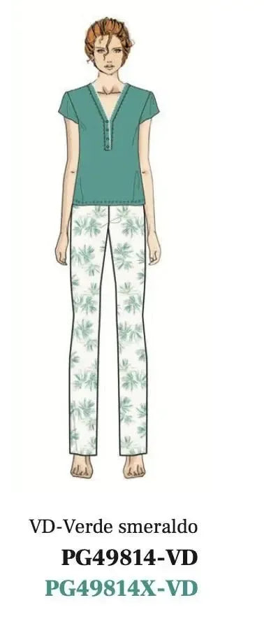 Pigiama donna Nottingham mezza manica cotone PG49814