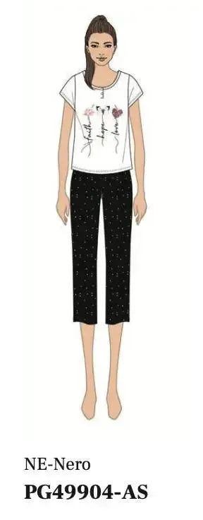 Pigiama donna Nottingham mezza manica pinocchietto in cotone PG49904