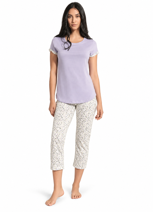 Pigiama donna Nottingham mezza manica pinocchietto in cotone PG49929