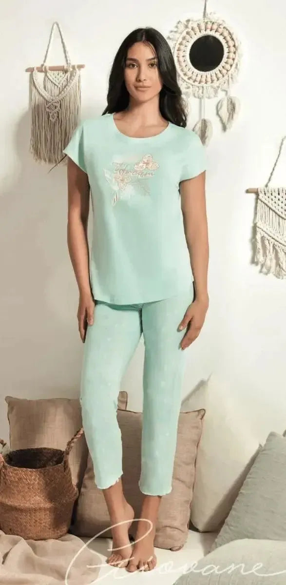 Pigiama donna Nottingham mezza manica pinocchietto in cotone PG49938