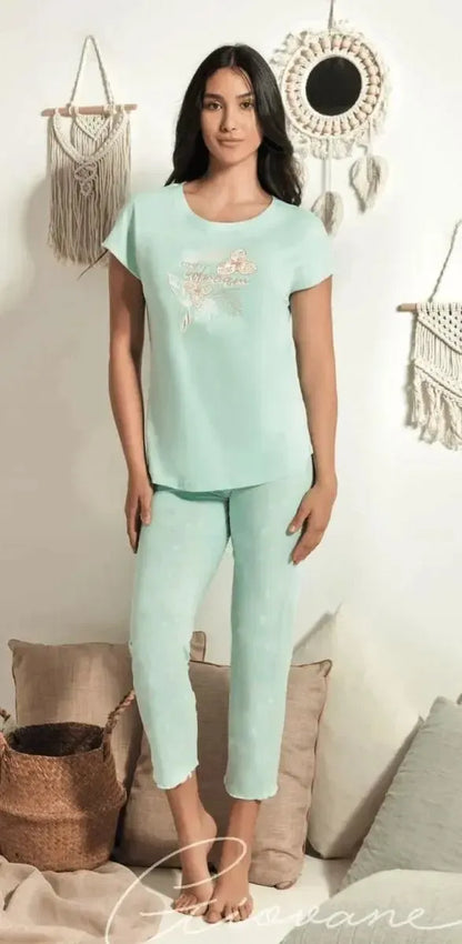 Pigiama donna Nottingham mezza manica pinocchietto in cotone PG49938