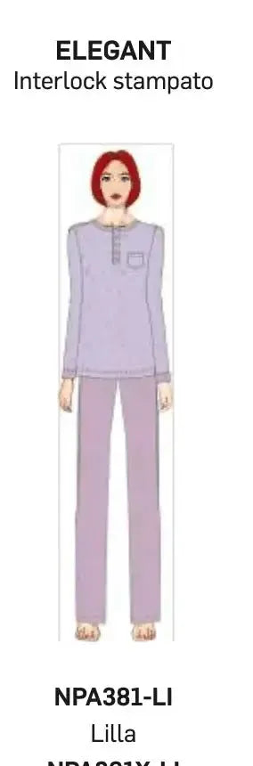Pigiama donna Nottingham serafino caldo cotone interlock NPA381
