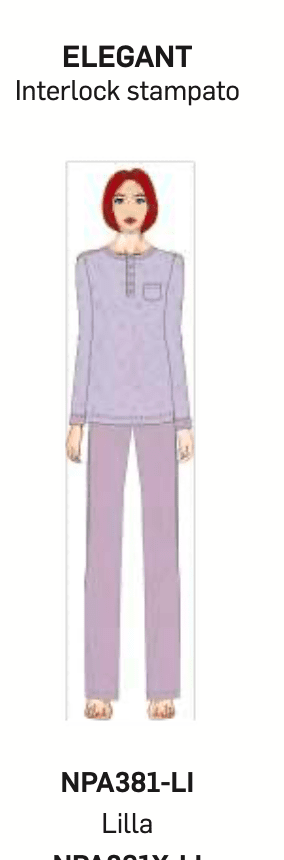 Pigiama donna Nottingham serafino caldo cotone interlock NPA381