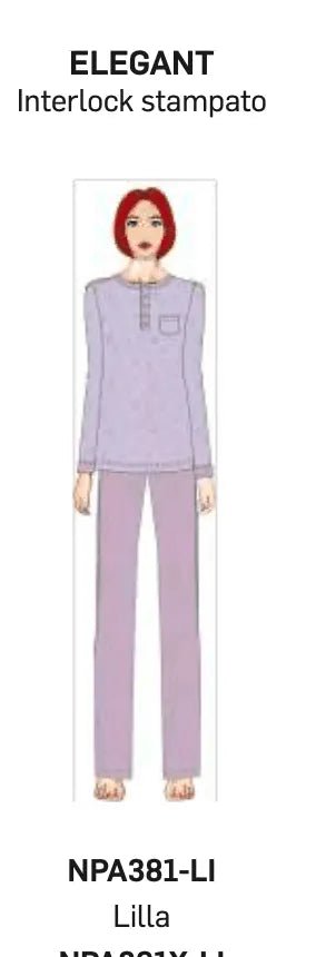 Pigiama donna Nottingham serafino caldo cotone interlock NPA381