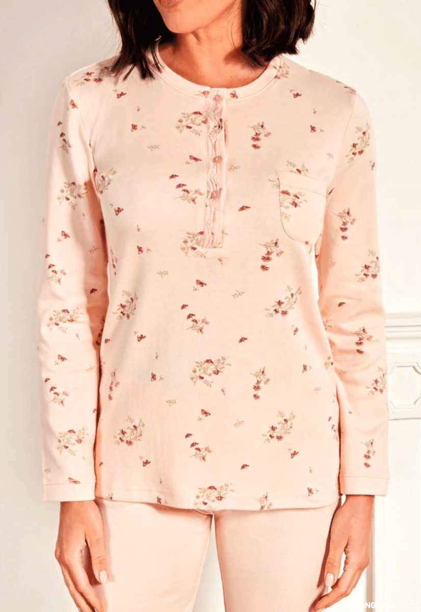 Pigiama donna Nottingham serafino caldo cotone interlock NPA381