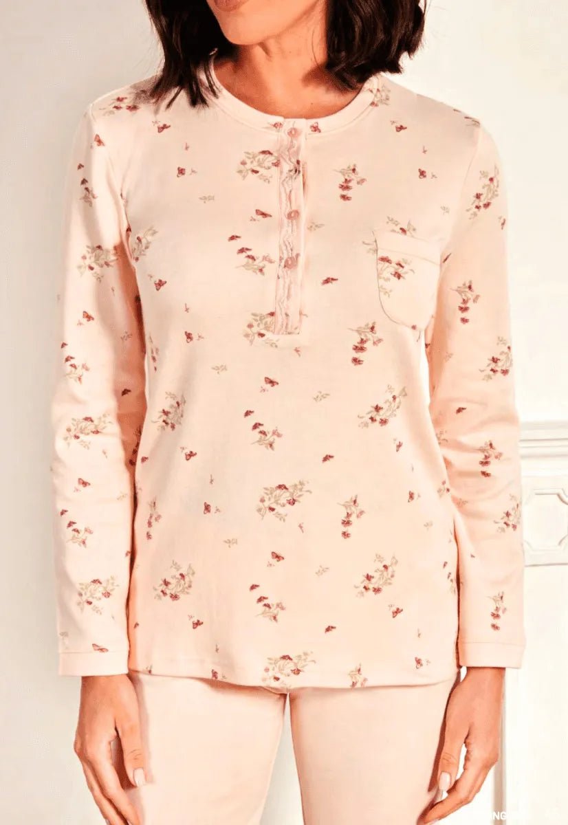 Pigiama donna Nottingham serafino caldo cotone interlock NPA381