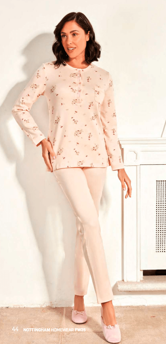 Pigiama donna Nottingham serafino caldo cotone interlock NPA381