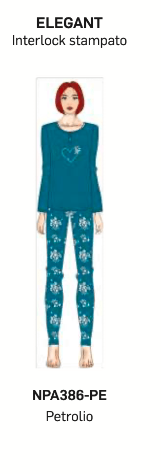 Pigiama donna Nottingham serafino caldo cotone interlock NPA386
