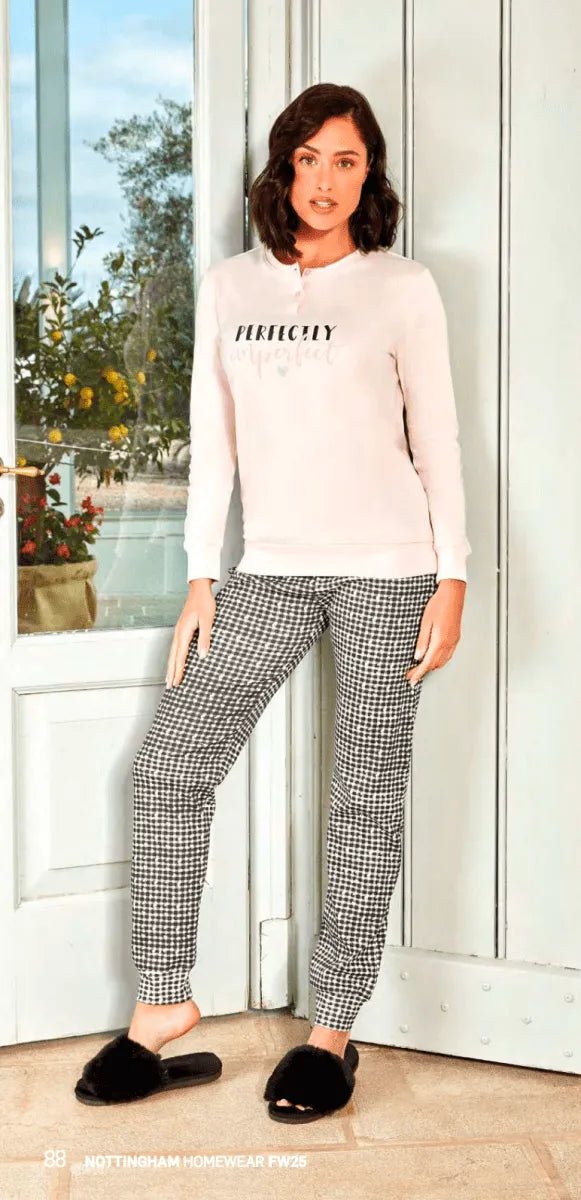 Pigiama donna Nottingham serafino caldo cotone interlock NPA460