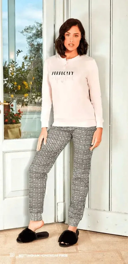 Pigiama donna Nottingham serafino caldo cotone interlock NPA460