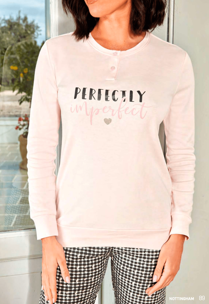 Pigiama donna Nottingham serafino caldo cotone interlock NPA460