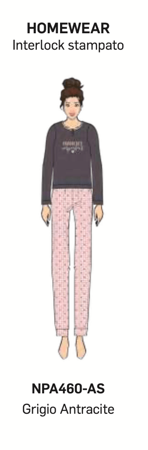 Pigiama donna Nottingham serafino caldo cotone interlock NPA460