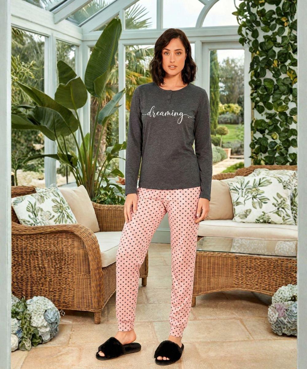 Pigiama donna Nottingham serafino caldo cotone interlock NPA460