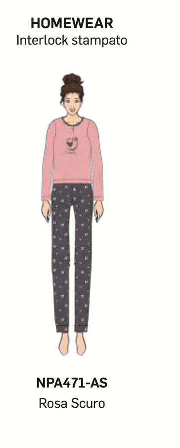 Pigiama donna Nottingham serafino caldo cotone interlock NPA471