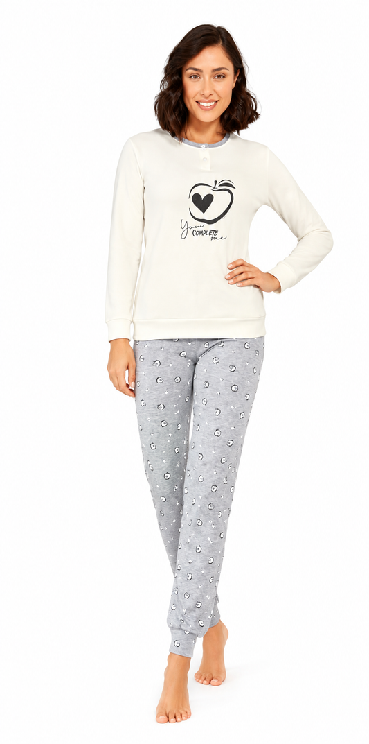 Pigiama donna Nottingham serafino caldo cotone interlock NPA471