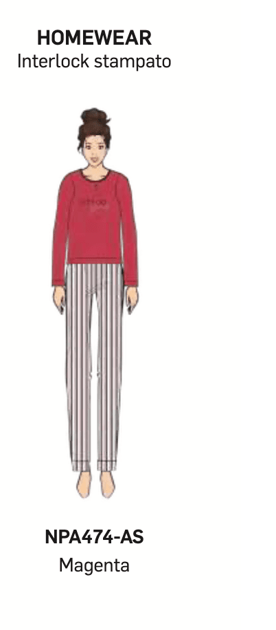 Pigiama donna Nottingham serafino caldo cotone interlock NPA474