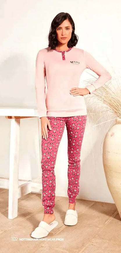Pigiama donna Nottingham serafino caldo cotone interlock NPA477