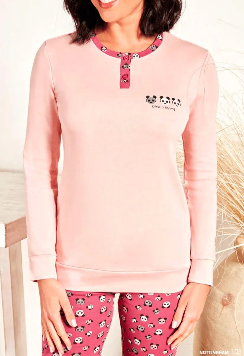 Pigiama donna Nottingham serafino caldo cotone interlock NPA477