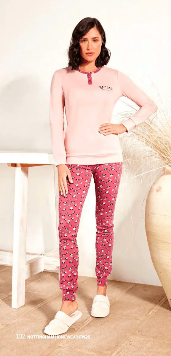 Pigiama donna Nottingham serafino caldo cotone interlock NPA477