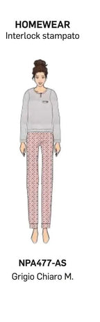 Pigiama donna Nottingham serafino caldo cotone interlock NPA477