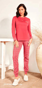 Pigiama donna Nottingham serafino caldo cotone interlock NPA487