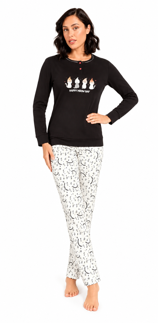 Pigiama donna Nottingham serafino caldo cotone interlock NPA523