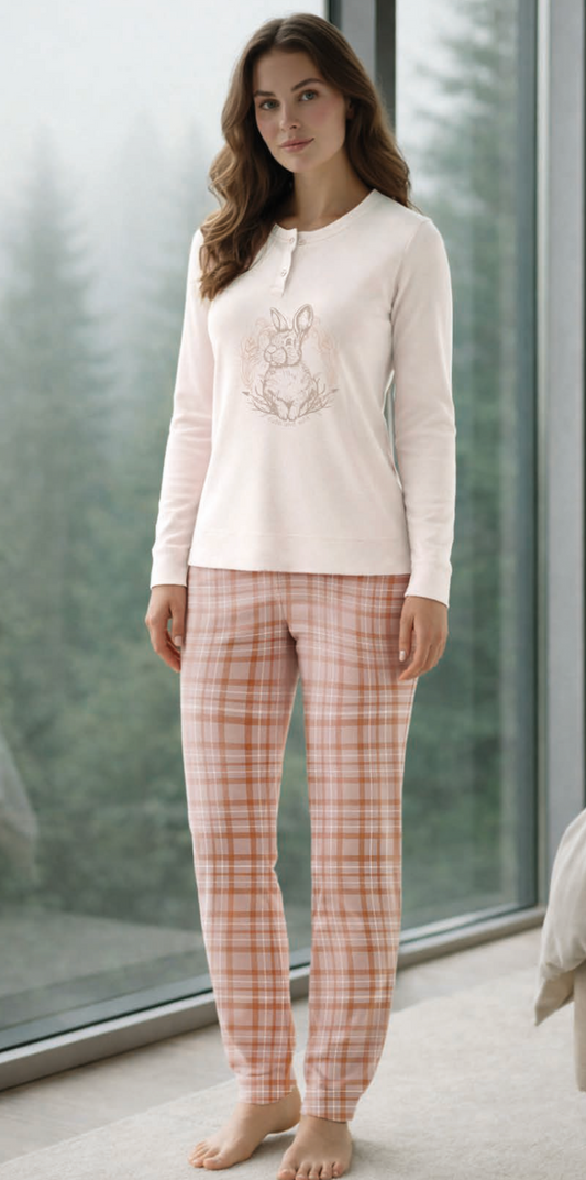 Pigiama donna Nottingham serafino caldo cotone interlock NPC110