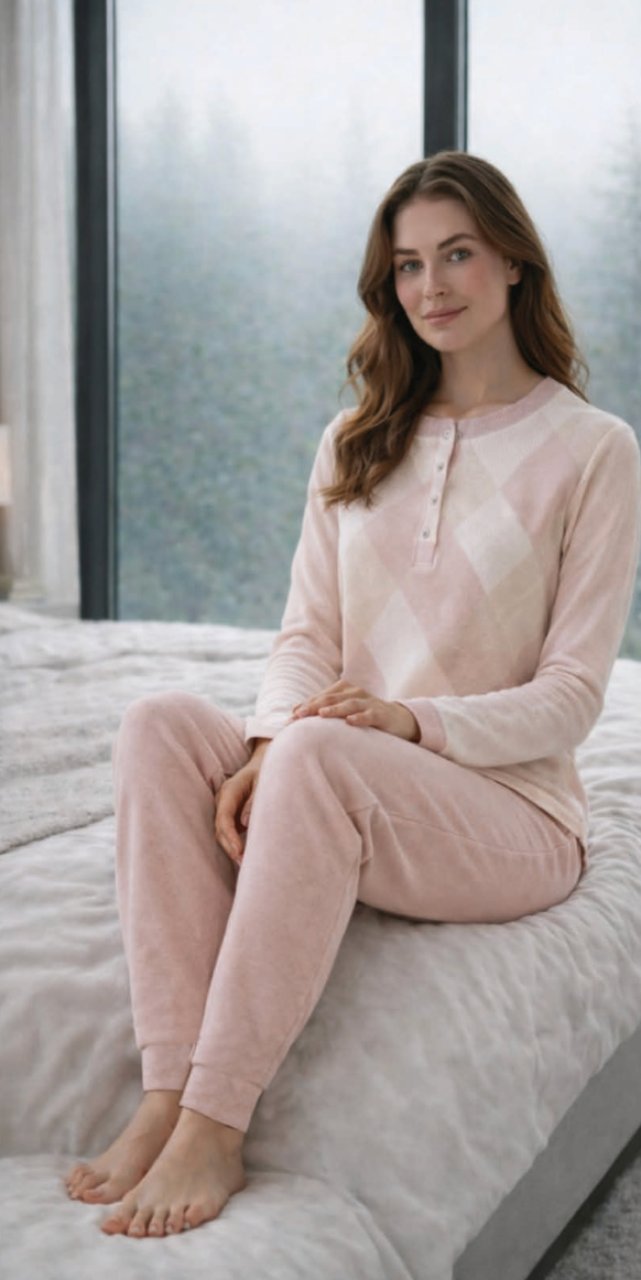 Pigiama donna Nottingham serafino jacquard Punto Milano NPB892