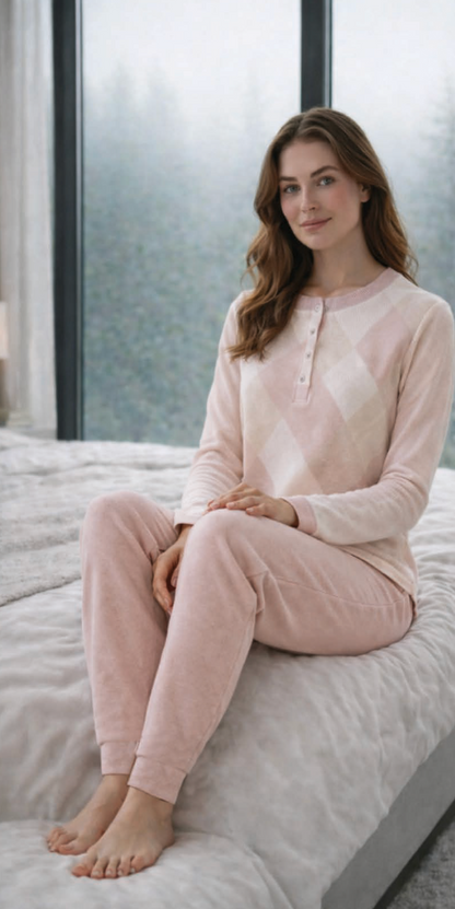 Pigiama donna Nottingham serafino jacquard Punto Milano NPB892