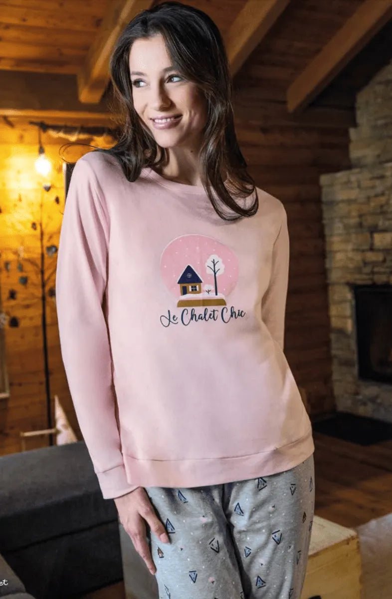 Pigiama donna Sièlei girocollo caldo cotone interlock CA12 Campiglio