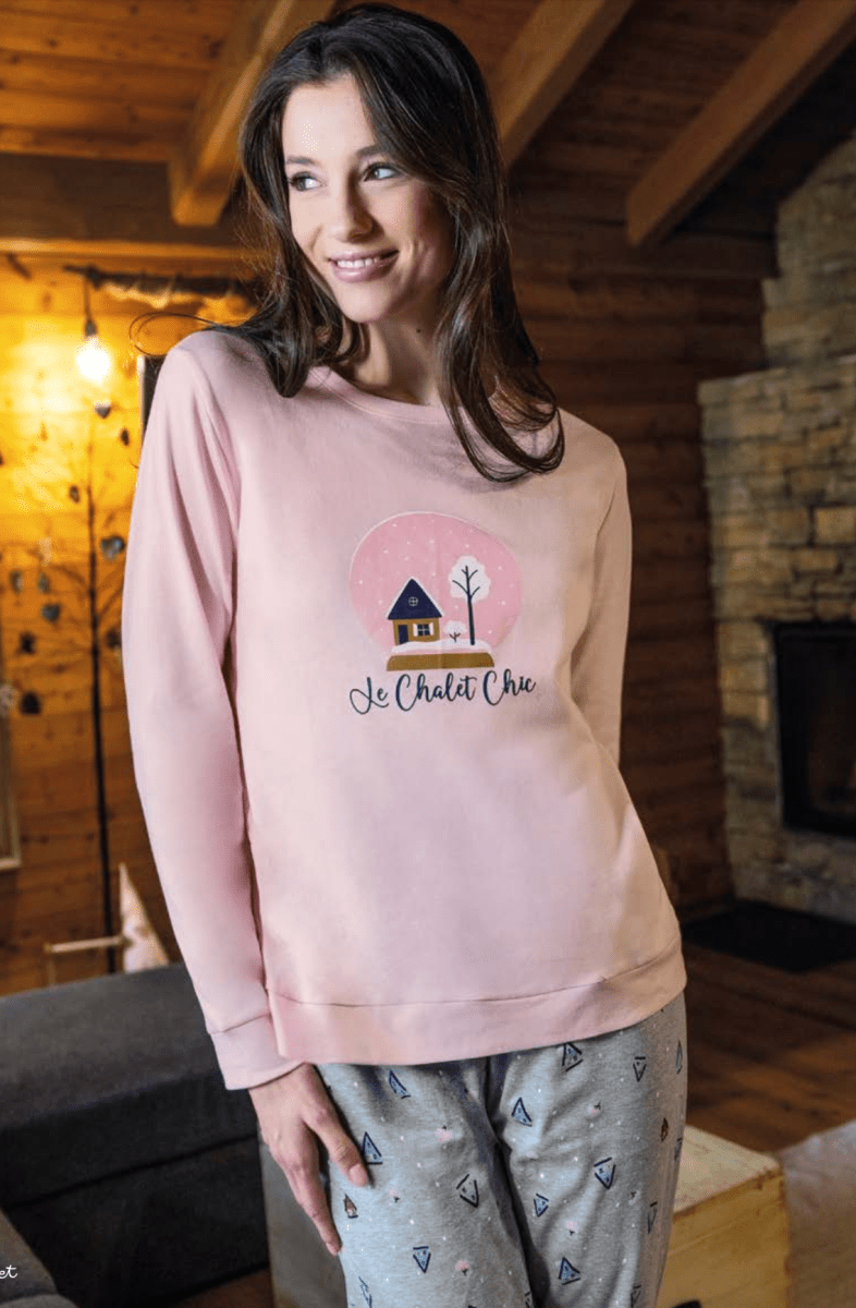 Pigiama donna Sièlei girocollo caldo cotone interlock CA12 Campiglio