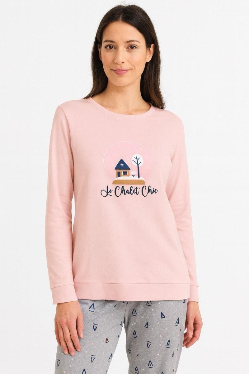 Pigiama donna Sièlei girocollo caldo cotone interlock CA12 Campiglio