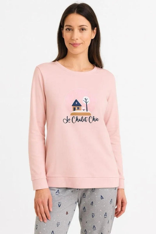 Pigiama donna Sièlei girocollo caldo cotone interlock CA12 Campiglio