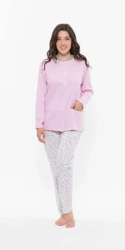 Pigiama donna aperto Jersey Gary puro cotone R50051