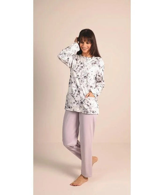 Pigiama donna aperto invernale interlock Gary 5022
