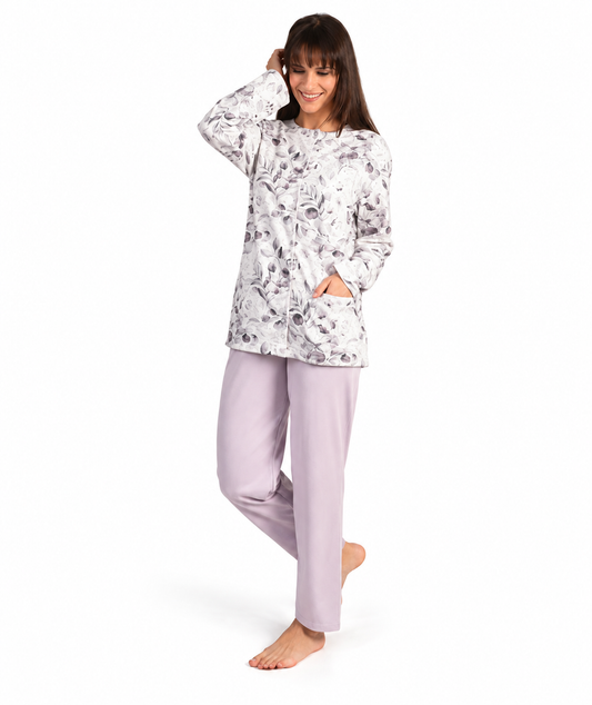 Pigiama donna aperto invernale interlock Gary 5022
