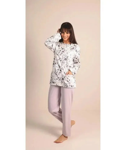 Pigiama donna aperto invernale interlock Gary 5022