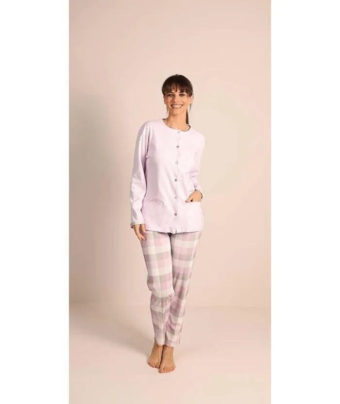 Pigiama donna aperto invernale interlock Gary 5043