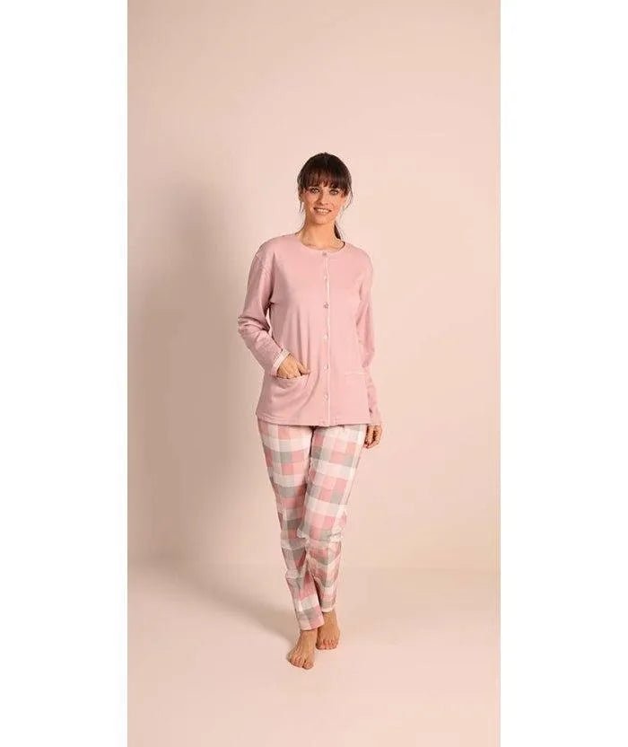 Pigiama donna aperto invernale interlock Gary 5043