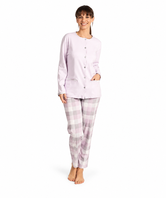 Pigiama donna aperto invernale interlock Gary 5043