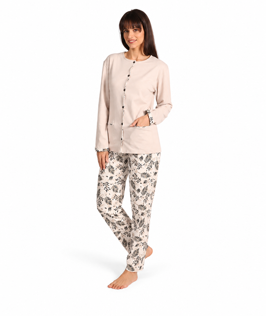 Pigiama donna aperto invernale interlock Gary 5052