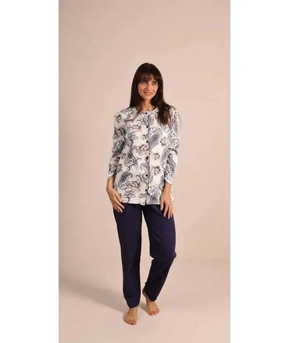 Pigiama donna aperto invernale interlock Gary 5072