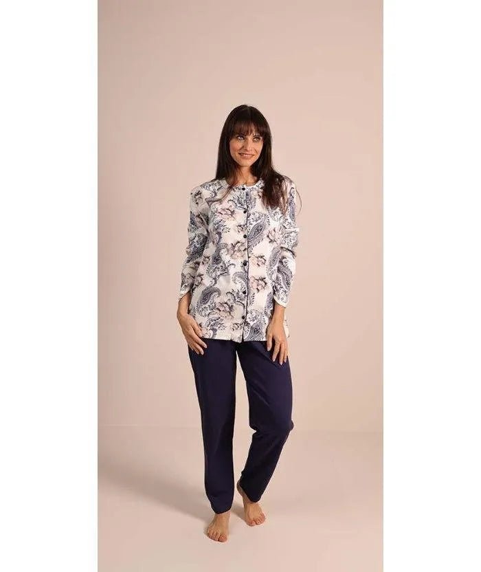 Pigiama donna aperto invernale interlock Gary 5072