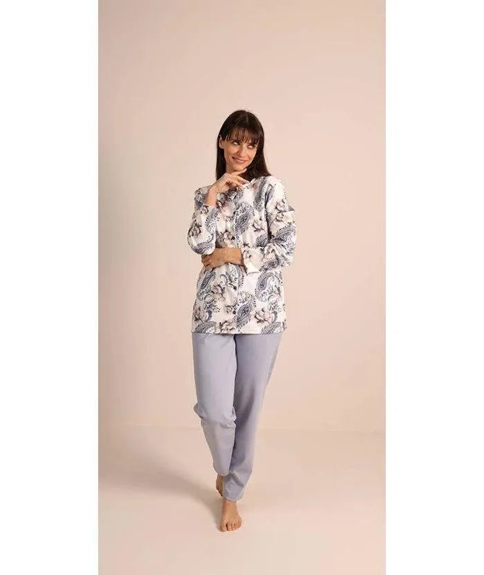 Pigiama donna aperto invernale interlock Gary 5072