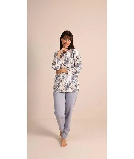 Pigiama donna aperto invernale interlock Gary 5072