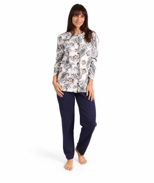 Pigiama donna aperto invernale interlock Gary 5072