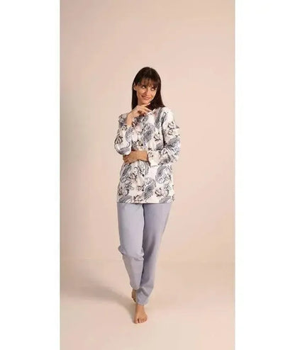 Pigiama donna aperto invernale interlock Gary 5072
